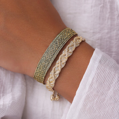 Pulsera Tejida - Gold & Green