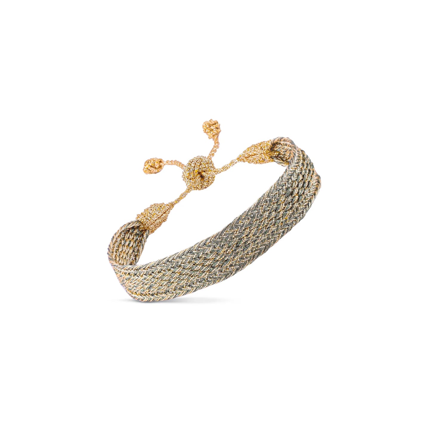 Pulsera Tejida - Gold & Green