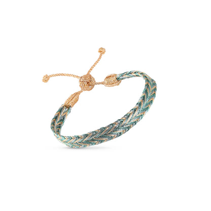 Pulsera Tejida - Gold & Turquoise
